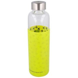 STOR Botella de Agua Reutilizable de Cristal de Borosilicato Minecraft con Funda de Silicona 585ml Libre de BPA