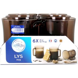 Duralex Mug Apilable Lys Creole 31 cl - Taza de Vidrio para Bebidas Calientes y Frías 10x8x10 cm (12 Unidades)