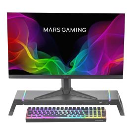 Mars Gaming MGS-One Soporte Monitor RGB Ajustable, USB 2.0, Soporte Móvil/Tablet y Cajón, Ergonómico, Negro