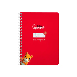 Liderpapel Cuaderno espiral Pautaguía A5, Tapa Dura, 80 Hojas, Papel 90gr, Cuadro Pautado 5mm, Rojo