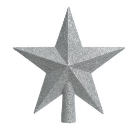 Decoris Estrella de árbol de navidad plateada purpurina 19x4,2x19cm 5 puntas Precio: 3.78999951. SKU: S7902047