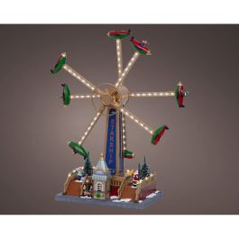 Lumineo Escena Navideña Atracción Ferial con Movimiento, Música y Luz LED Multicolor, 36.5x19x47.6 cm, Pintado a Mano