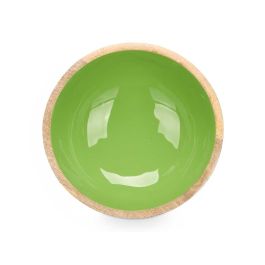 Bol de madera con mango verde, 24 cm - Giftdecor (6 Unidades) Bol de madera con mango verde, 24 cm - Giftdecor (6 Unidades)