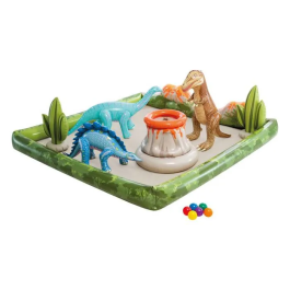 Intex Centro de Juegos Aventura Jurásica 56132 Parque Acuático Hinchable con Dinosaurios y Volcán 201x201x36 cm