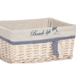 DKD Home Decor Cesta Mediterraneo Set de 5 Beige Azul Poliester y Algodon 38 x 48 x 13 cm