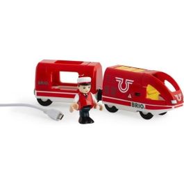 BRIO World 33746 Tren de Pasajeros Recargable Eléctrico con Carga Micro USB para Juegos de Vías, Ideal Niños y Niñas desde 3 Años