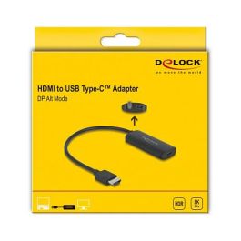 Delock Adaptador HDMI Macho a USB Type-C Hembra (DP Alt Mode) 8K@30Hz HDR10, HDMI-A a USB-C, 0.18m, LT6711GX