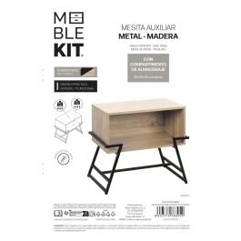 Moblekit Mesita Auxiliar Metal y Madera 50 x 33 x 45 cm (3 Unidades)