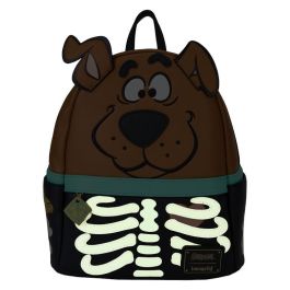 Loungefly Mochila mini Skeleton Scooby Doo, piel vegana, 26cm, Tirantes ajustables y estampados, Apliques y brillan en la oscuridad
