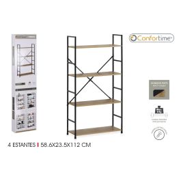 Estantería 4 Niveles Metal y Madera Negra - Confortime (2 Unidades) Precio: 62.50000053. SKU: B1EKWFD24P