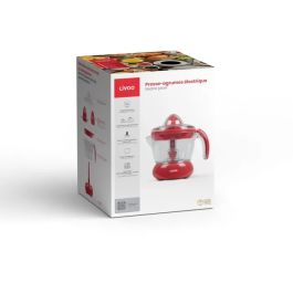 Livoo Exprimidor Eléctrico de Cítricos DOD131RC, 25 W, Cono Grande y Pequeño, 700 ml, Color Rojo