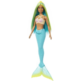 Mattel Muñeca Barbie Sirena con Cola Rígida, Diadema y Corpiño de Conchas - Modelos Surtidos