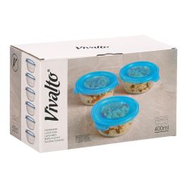 Vivalto Fiambrera Redonda Azul de Cristal 14.8 x 5.5 x 13.2 cm (Set de 24)