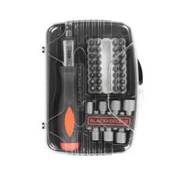 Black+Decker Atornillador de carraca 40 piezas Juego de puntas y llaves para atornillar