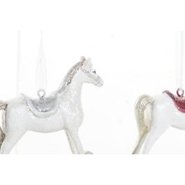 DKD Home Decor Decoración Navideña Colgante Tradicional Caballito Resina 6 Unidades Colores Surtidos