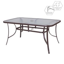 Mesa de Comedor Neila 150 x 90 x 72 cm Cristal Acero Mesa de Comedor Neila 150 x 90 x 72 cm Cristal Acero
