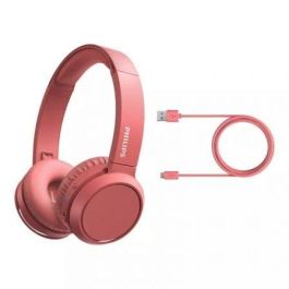Philips TAH4205RD/00 Auriculares Inalámbricos Bluetooth con Micrófono, Graves Potentes, 29 Horas de Reproducción, Rojos