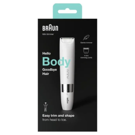 Braun Recortadora de cuerpo eléctrica BS1000 para hombres y mujeres, multiusos, en seco y húmedo, color blanco