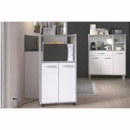 Oslo Carro de cocina L 60cm Blanco, 2 puertas, Melamina Mate, Patas Alu, 60x43x118 cm, Hecho en Francia