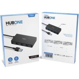 Nox NXLITEHUBONE Hub USB 3.0 Lite Hub One, 4 Puertos, Plug & Play, Compatible con Windows macOS Linux, 5 Gbps