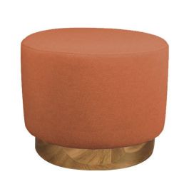 DKD Home Decor Reposapies Glam Terracota Dorado, 45 cm Ancho x 45 cm Fondo x 40 cm Alto, Altura Asiento 40 cm, Metal y Microfibra