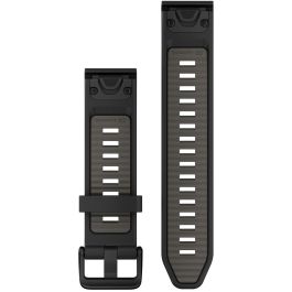 Garmin Ersatzarmband QuickFit 20mm, Correa de silicona negra/gris para Reloj Inteligente Garmin Approach S70, D2 Delta S, Descent Mk2S