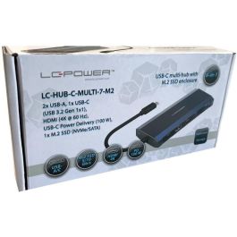 LC-Power LC-HUB-C-MULTI-7-M2 Hub USB-C a 2xUSB-A/2xUSB-C/HDMI, 5000Mbit/s, 100W PD, Aluminio