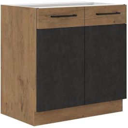 Mueble bajo fregadero ROCK - Melamina con decoración roble lancelot y gris matera - 1 puerta - L80 x H82 cm Precio: 147.59000047. SKU: B12FTKGRA5