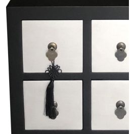 DKD Home Decor Mueble TV Airi Oriental Negro y Plateado 24 x 51 x 130 cm