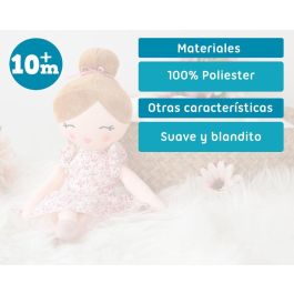 KioKids Muñeca de Trapo Multicolor con Vestido Floral para Bebés +10 Meses, Suave y Ligera, Poliéster