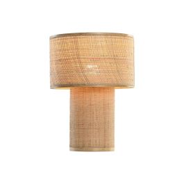 DKD Home Decor Lámpara de Sobremesa Urban de Bambú Marrón 28 x 38 x 28 cm con Casquillo E27 50W