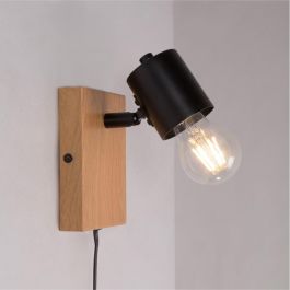 Sato SKD-W1022 Aplique de Pared de Madera y Metal, Lámpara de Lectura para Dormitorio con Casquillo E27, Diseño Moderno y Versátil