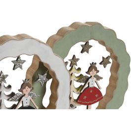 DKD Home Decor Decoracion Navidad Moderna Angel Madera Verde Blanco 2.5 x 22 x 21 cm (4 Unidades)