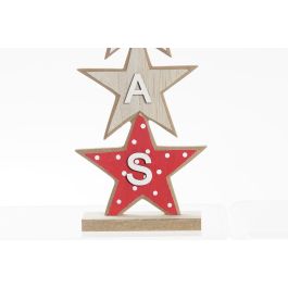 DKD Home Decor Decoración Navidad Tradicional Papanoel Estrellas MDF Rojo Natural 4 x 30.5 x 10 cm (6 Unidades)