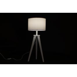 DKD Home Decor Lámpara de Sobremesa Scandi Blanca 30 x 72 x 30 cm de Madera y Poliéster Bombilla E27