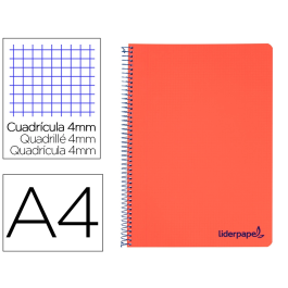 Liderpapel wonder Cuaderno espiral A4 tapa plástico 80 hojas 90gr cuadro 4mm con margen color rojo Precio: 14.49999991. SKU: B14Y3YVLCC
