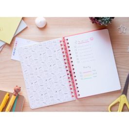 ERIK Cuaderno A5 Line Friends tapa dura wire-o 90 hojas con bolsillo interior y cierre elástico