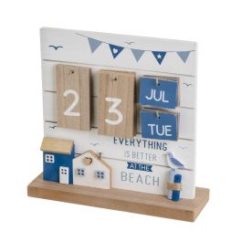 Calendario de Sobremesa Azul Blanco Natural Madera MDF 22 x 7 x 22 cm Precio: 17.5000001. SKU: B1FSHJVAR7