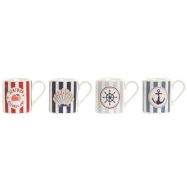 DKD Home Decor Taza Atlantico Azul Marino Rojo Porcelana New Bone 5.3 x 6 x 8 cm (12 Unidades)