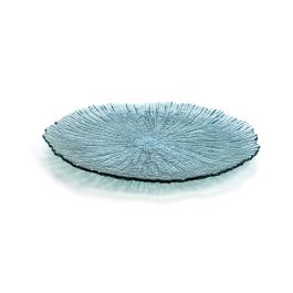 Quid Plato Presentación Vidrio Mar De Viento Turquesa 32 cm con Relieve Set de 6 Ecológico Reciclable