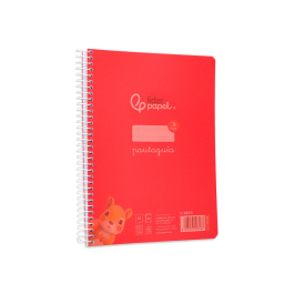 Liderpapel Cuaderno Espiral A5 Pautaguía 80 Hojas 90gr Cuadro Pautado 3 mm con Margen Color Rojo