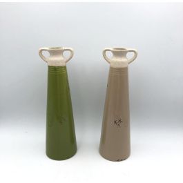 DKD Home Decor Jarrón Shabby de Porcelana Verde y Beige, 36 cm Alto x 11x11 cm Base, Set de 4 Unidades Precio: 28.48098. SKU: B1FR27A9K7