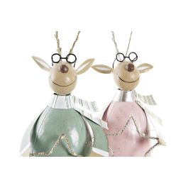 DKD Home Decor Figura de Navidad Fantasía con Reno, Luz LED y Metal, 6x28x9 cm, Pack 4 Unidades Surtidas