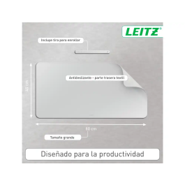 Leitz Alfombrilla de Escritorio Grande 80x40 cm Gris Claro, Protector de Escritorio Impermeable y Fácil de Limpiar, Compatible con Ratones Ópticos y Láser