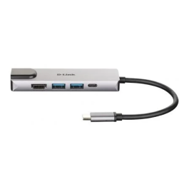 D-Link DUB-M520 Hub USB Tipo-C con 2x USB 3.0, 1x HDMI 4K, 1x Ethernet Gigabit, 1x Thunderbolt 3 Gris