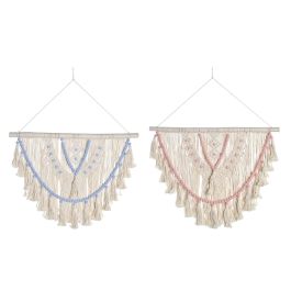 Decoracion Colgante Boho DKD Home Decor Rosa Azul 3 x 85 x 70 cm (2 Unidades)