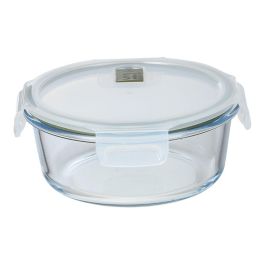 San Ignacio Fiambrera Hermética Redonda de Borosilicato Experto 950ml, Ø18.4x7.6cm, 4 Cierres, Válvula, Apilable, Apta Lavavajillas, Congelador, Horno y Microondas