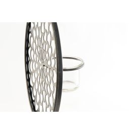 DKD Home Decor Portavela Vintage Marron Negro Metal Cristal Madera 20 x 36 x 20 cm