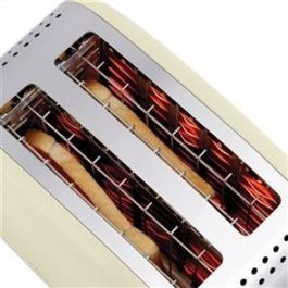 Russell Hobbs 26551-56 Tostador Colours Plus Crema con Ranuras Anchas, Función Levantar y Ver y Calientapanecillos