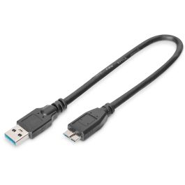 Digitus Cable USB 3.0 Conector USB A a Micro-USB B Macho/Macho, 0.25m, USB 3.2 Gen 1 (3.1 Gen 1), Negro